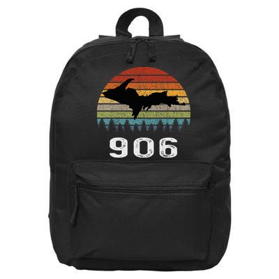 Upper Peninsula Michigan Mi Up Retro 906 Yooper 16 in Basic Backpack