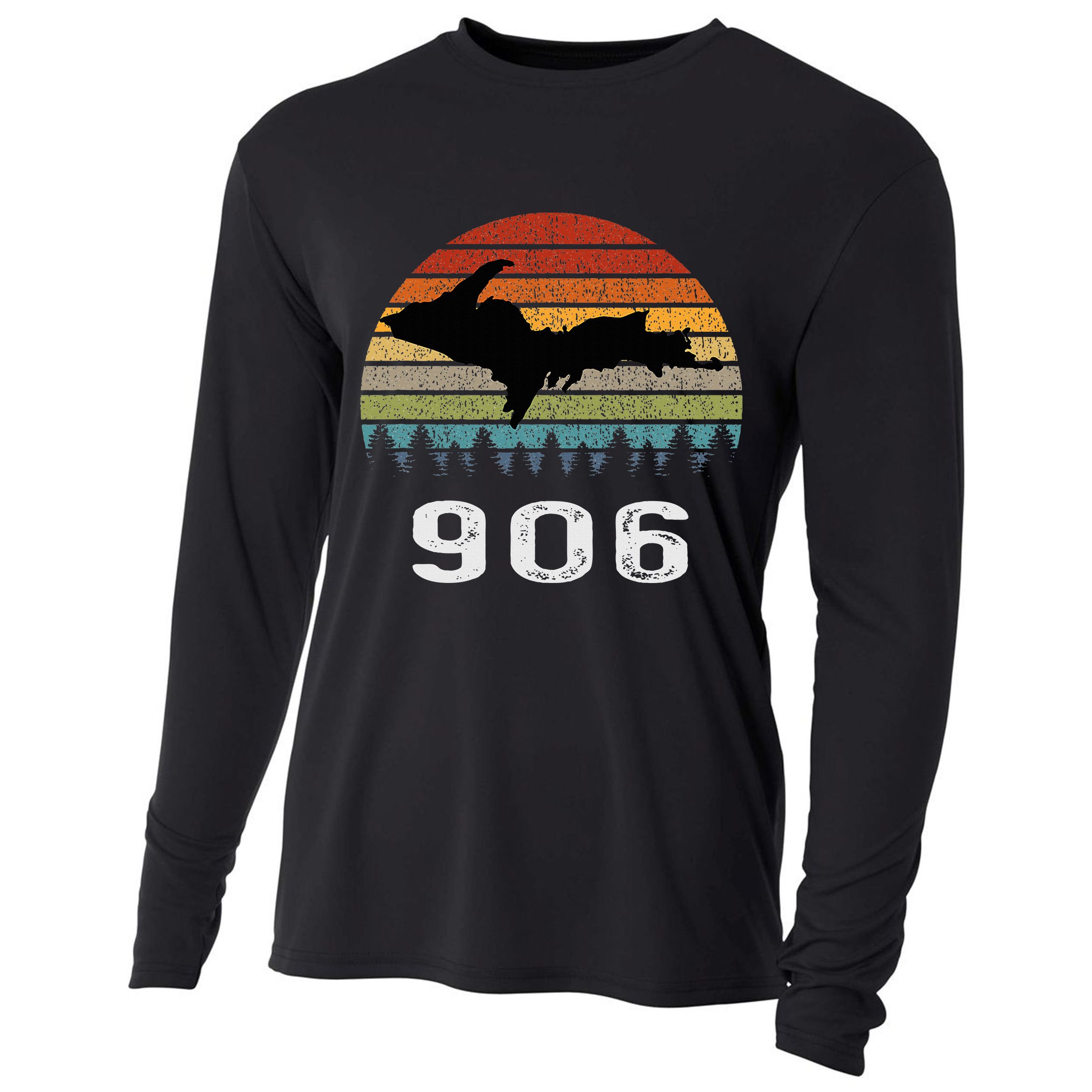 Upper Peninsula Michigan Mi Up Retro 906 Yooper Cooling Performance Long Sleeve Crew