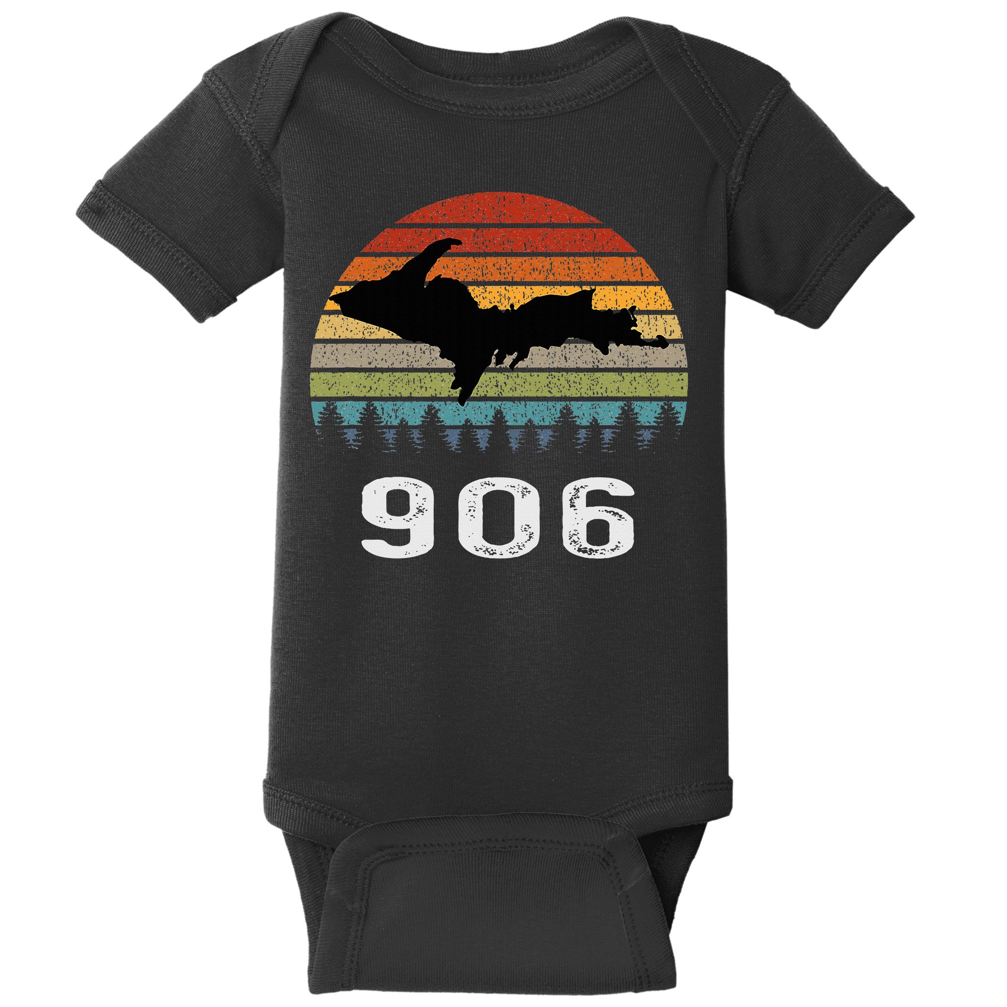 Upper Peninsula Michigan Mi Up Retro 906 Yooper Baby Bodysuit