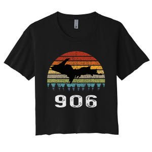 Upper Peninsula Michigan Mi Up Retro 906 Yooper Women's Crop Top Tee