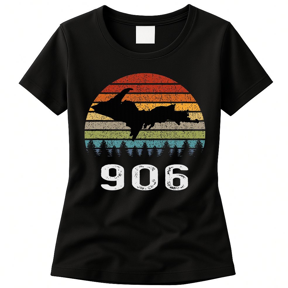 Upper Peninsula Michigan Mi Up Retro 906 Yooper Womens T-Shirt