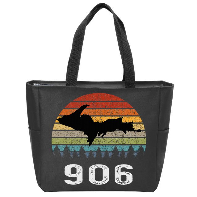 Upper Peninsula Michigan Mi Up Retro 906 Yooper Zip Tote Bag