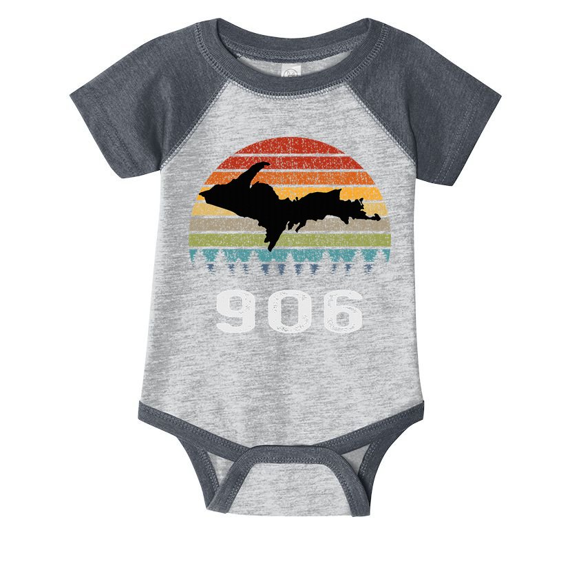 Upper Peninsula Michigan Mi Up Retro 906 Yooper Infant Baby Jersey Bodysuit