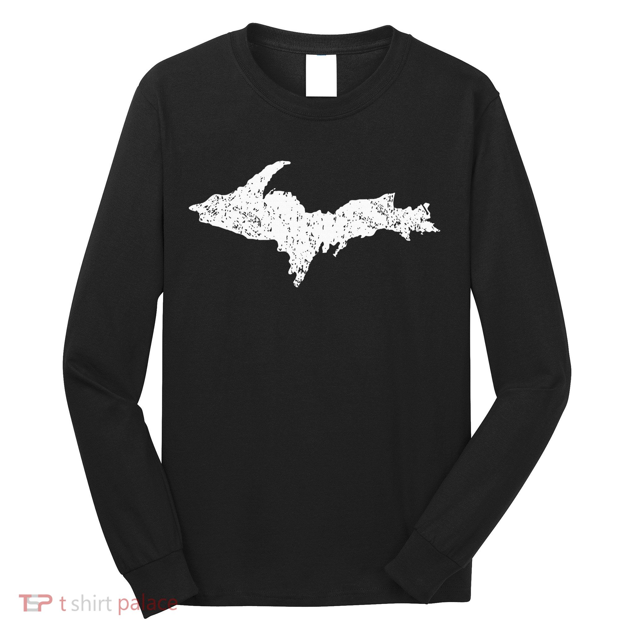 Upper Peninsula Map Up Home Yooper Pride Michigan Roots Long Sleeve Shirt