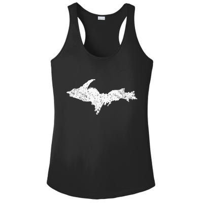 Upper Peninsula Map Up Home Yooper Pride Michigan Roots Ladies PosiCharge Competitor Racerback Tank