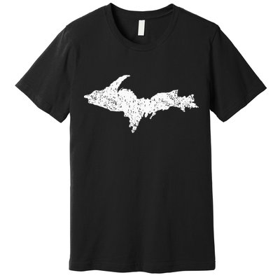 Upper Peninsula Map Up Home Yooper Pride Michigan Roots Premium T-Shirt
