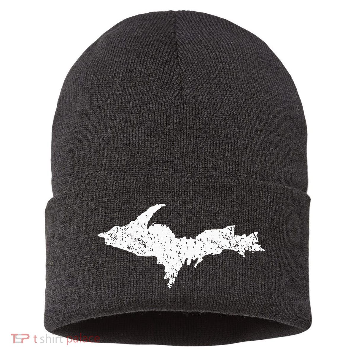 Upper Peninsula Map Up Home Yooper Pride Michigan Roots Sustainable Knit Beanie