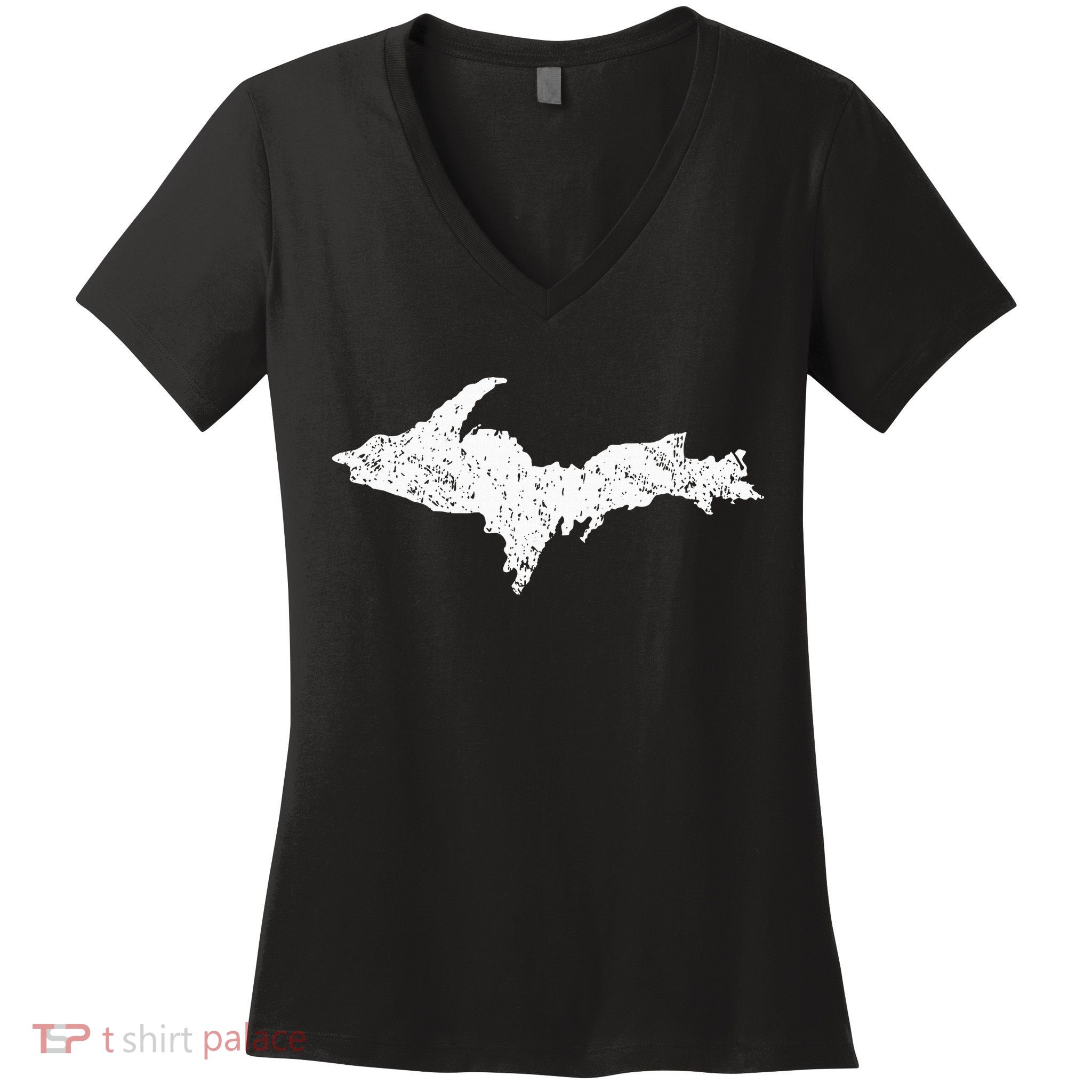Upper Peninsula Map Up Home Yooper Pride Michigan Roots Women's V-Neck T-Shirt