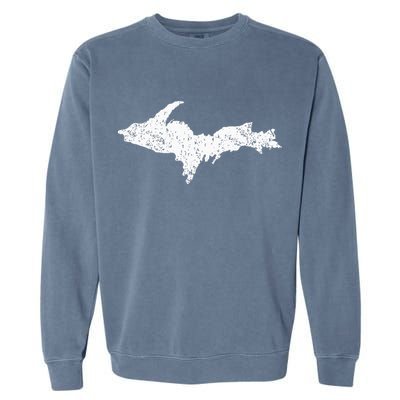 Upper Peninsula Map Up Home Yooper Pride Michigan Roots Garment-Dyed Sweatshirt