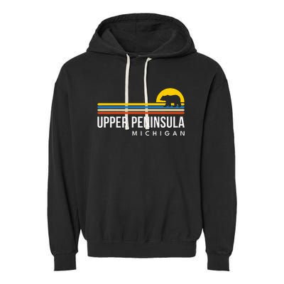 Upper Peninsula Michigan Mi Bear Garment-Dyed Fleece Hoodie