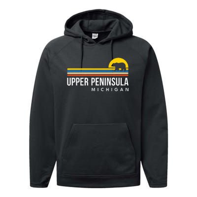 Upper Peninsula Michigan Mi Bear Performance Fleece Hoodie