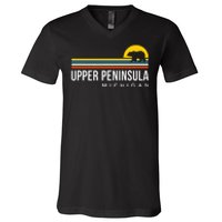 Upper Peninsula Michigan Mi Bear V-Neck T-Shirt