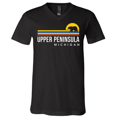 Upper Peninsula Michigan Mi Bear V-Neck T-Shirt