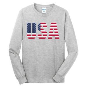 Usa Patriotic National American Flag Tall Long Sleeve T-Shirt