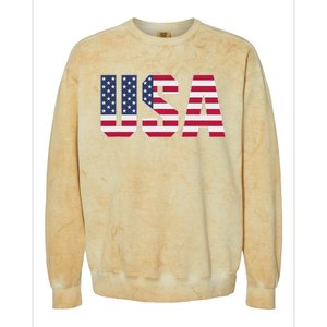 Usa Patriotic National American Flag Colorblast Crewneck Sweatshirt