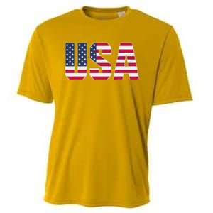 Usa Patriotic National American Flag Cooling Performance Crew T-Shirt