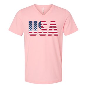 Usa Patriotic National American Flag V-Neck T-Shirt