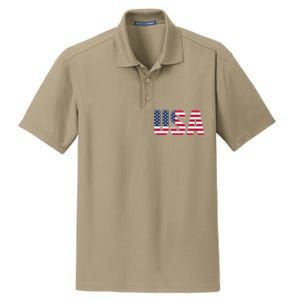 Usa Patriotic National American Flag Dry Zone Grid Polo