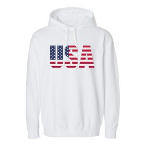 Usa Patriotic National American Flag Garment-Dyed Fleece Hoodie