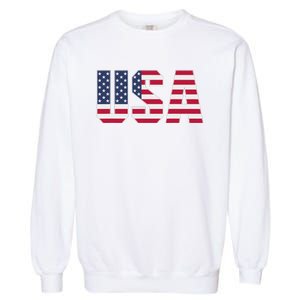 Usa Patriotic National American Flag Garment-Dyed Sweatshirt