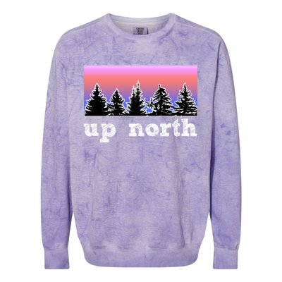 UpNorth Sunset Pine Tree Lake Life Nature Colorblast Crewneck Sweatshirt