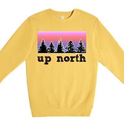 UpNorth Sunset Pine Tree Lake Life Nature Premium Crewneck Sweatshirt