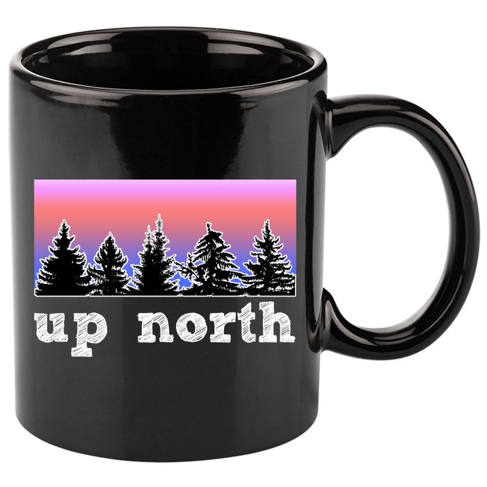 UpNorth Sunset Pine Tree Lake Life Nature 11oz C Handle Ceramic Mug