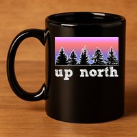 UpNorth Sunset Pine Tree Lake Life Nature 11oz C Handle Ceramic Mug