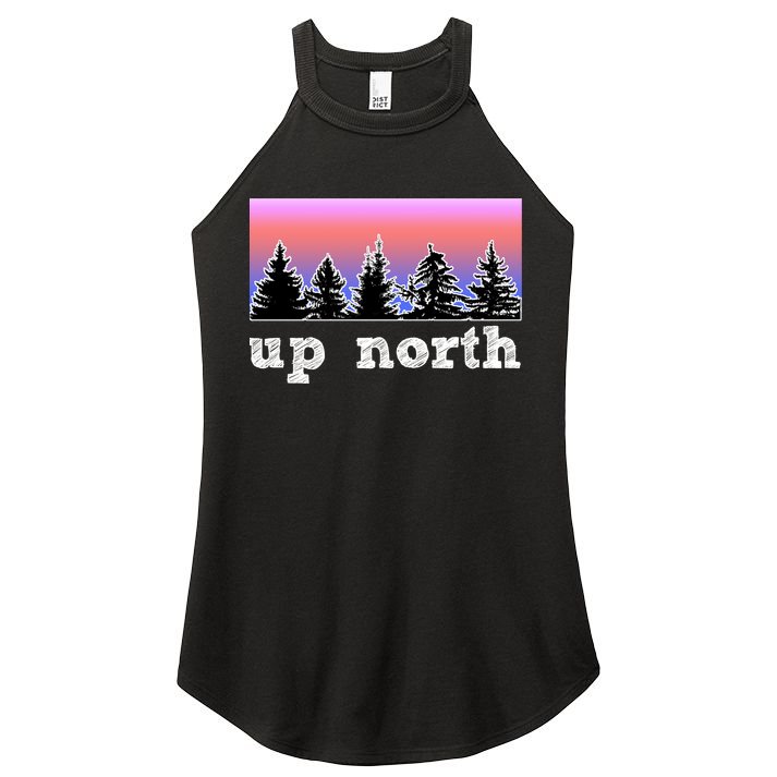 UpNorth Sunset Pine Tree Lake Life Nature Women's Perfect Tri Rocker Tank