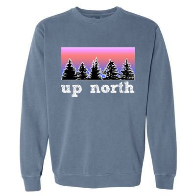 UpNorth Sunset Pine Tree Lake Life Nature Garment-Dyed Sweatshirt