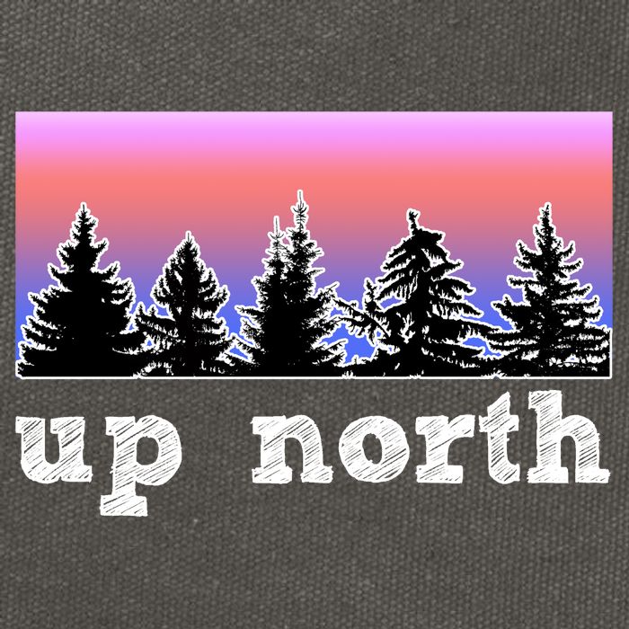 UpNorth Sunset Pine Tree Lake Life Nature Cotton Canvas Backpack