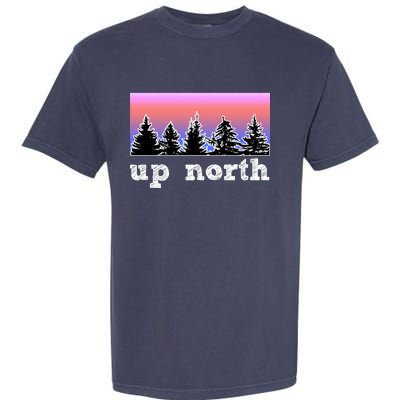 UpNorth Sunset Pine Tree Lake Life Nature Garment-Dyed Heavyweight T-Shirt