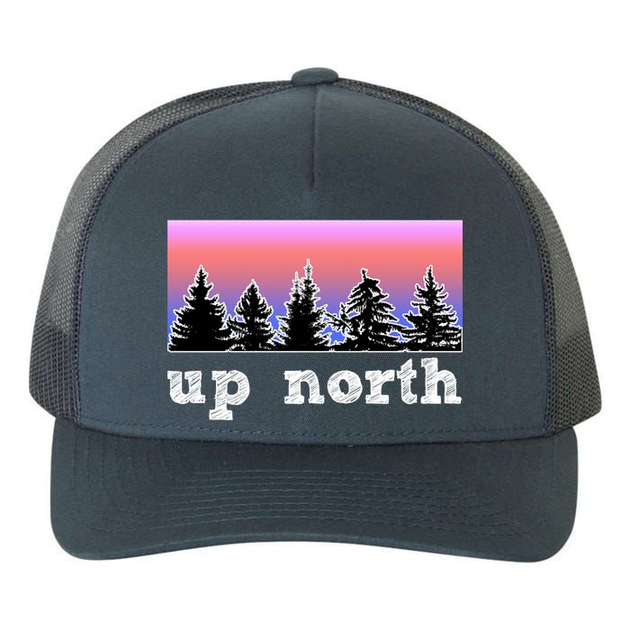 UpNorth Sunset Pine Tree Lake Life Nature Yupoong Adult 5-Panel Trucker Hat