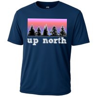 UpNorth Sunset Pine Tree Lake Life Nature Cooling Performance Crew T-Shirt