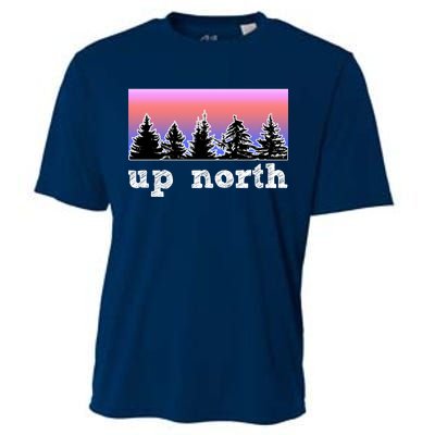 UpNorth Sunset Pine Tree Lake Life Nature Cooling Performance Crew T-Shirt