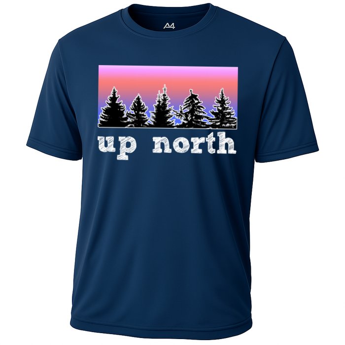 UpNorth Sunset Pine Tree Lake Life Nature Cooling Performance Crew T-Shirt