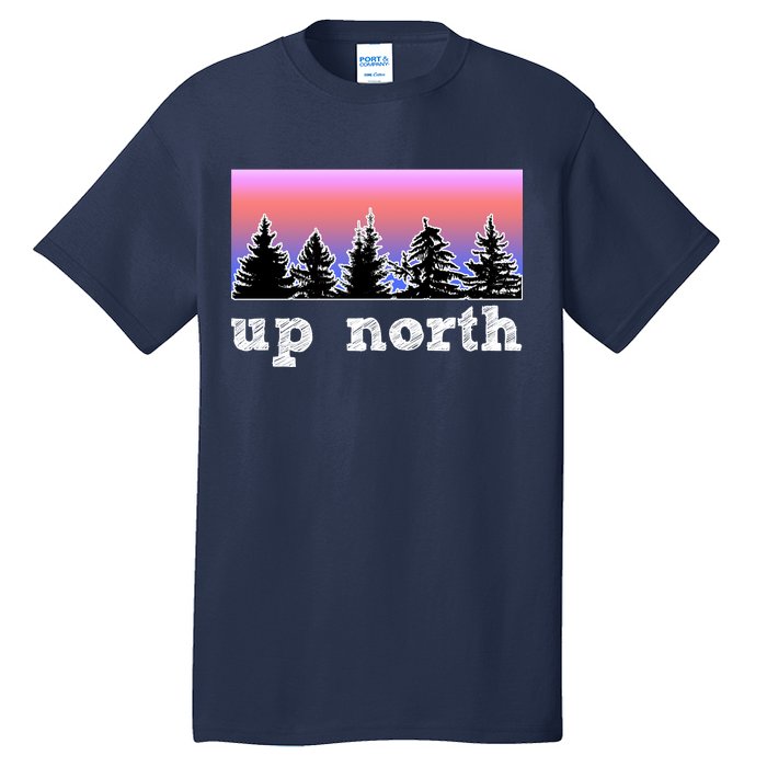 UpNorth Sunset Pine Tree Lake Life Nature Tall T-Shirt