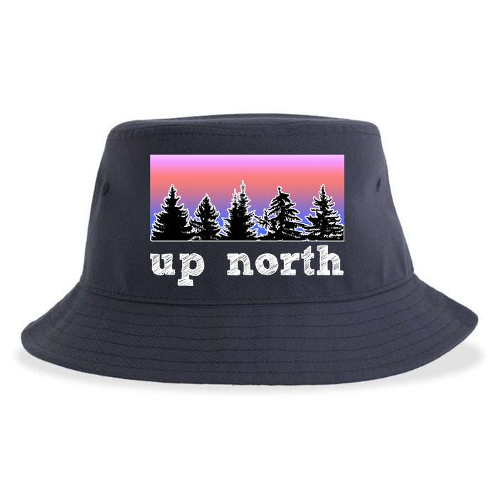 UpNorth Sunset Pine Tree Lake Life Nature Sustainable Bucket Hat