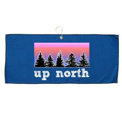 UpNorth Sunset Pine Tree Lake Life Nature Large Microfiber Waffle Golf Towel