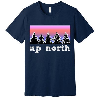 UpNorth Sunset Pine Tree Lake Life Nature Premium T-Shirt