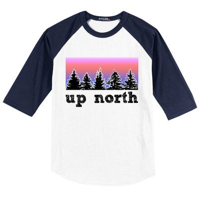 UpNorth Sunset Pine Tree Lake Life Nature Baseball Sleeve Shirt