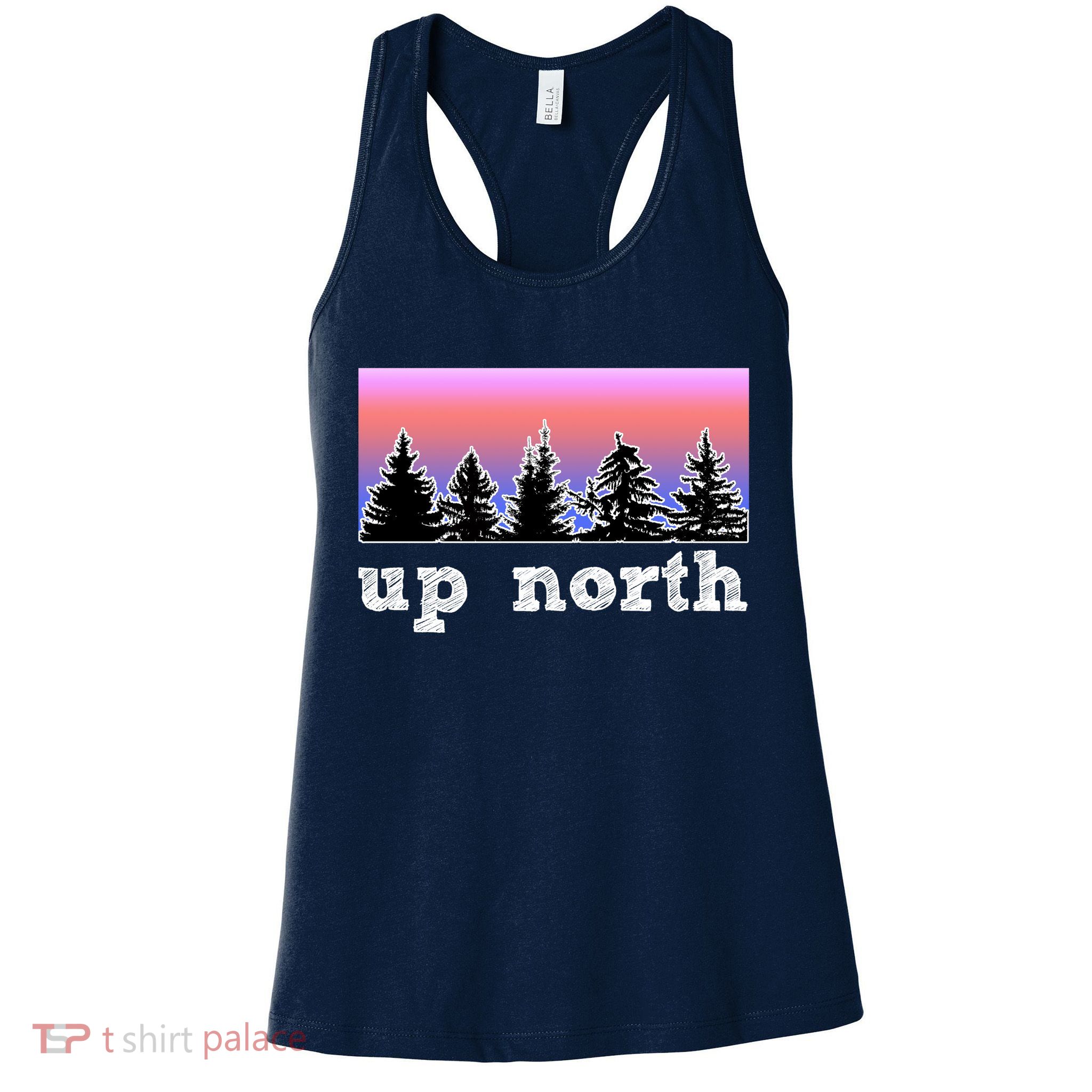 UpNorth Sunset Pine Tree Lake Life Nature Womens Tank Top