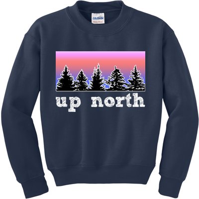 UpNorth Sunset Pine Tree Lake Life Nature Kids Sweatshirt