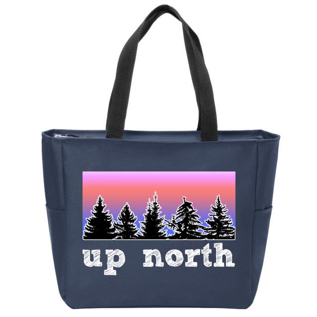UpNorth Sunset Pine Tree Lake Life Nature Zip Tote Bag