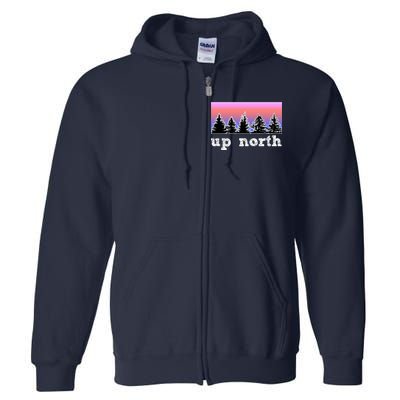 UpNorth Sunset Pine Tree Lake Life Nature Full Zip Hoodie