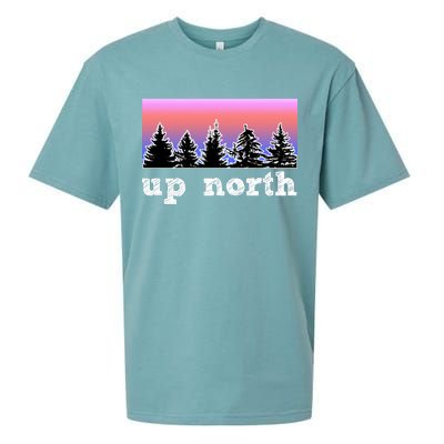 UpNorth Sunset Pine Tree Lake Life Nature Sueded Cloud Jersey T-Shirt