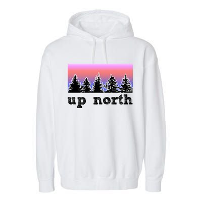 UpNorth Sunset Pine Tree Lake Life Nature Garment-Dyed Fleece Hoodie