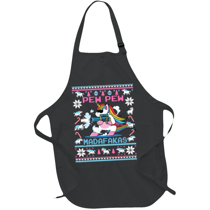 Unicorn Pew Pew Madafakas Ugly Christmas Sweater Apron
