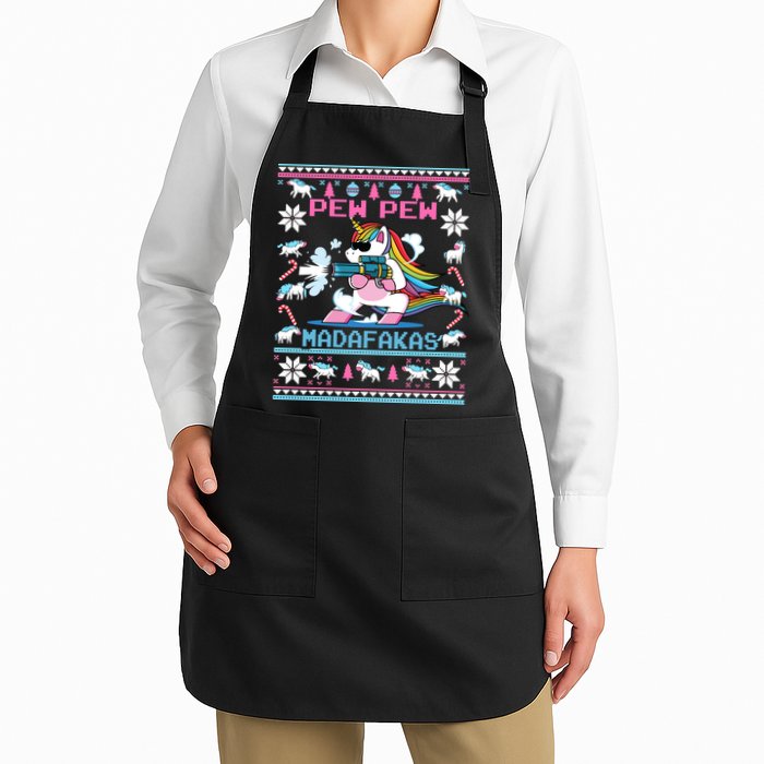Unicorn Pew Pew Madafakas Ugly Christmas Sweater Apron