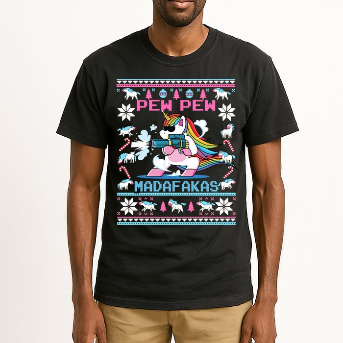Unicorn Pew Pew Madafakas Ugly Christmas Sweater Tall T-Shirt